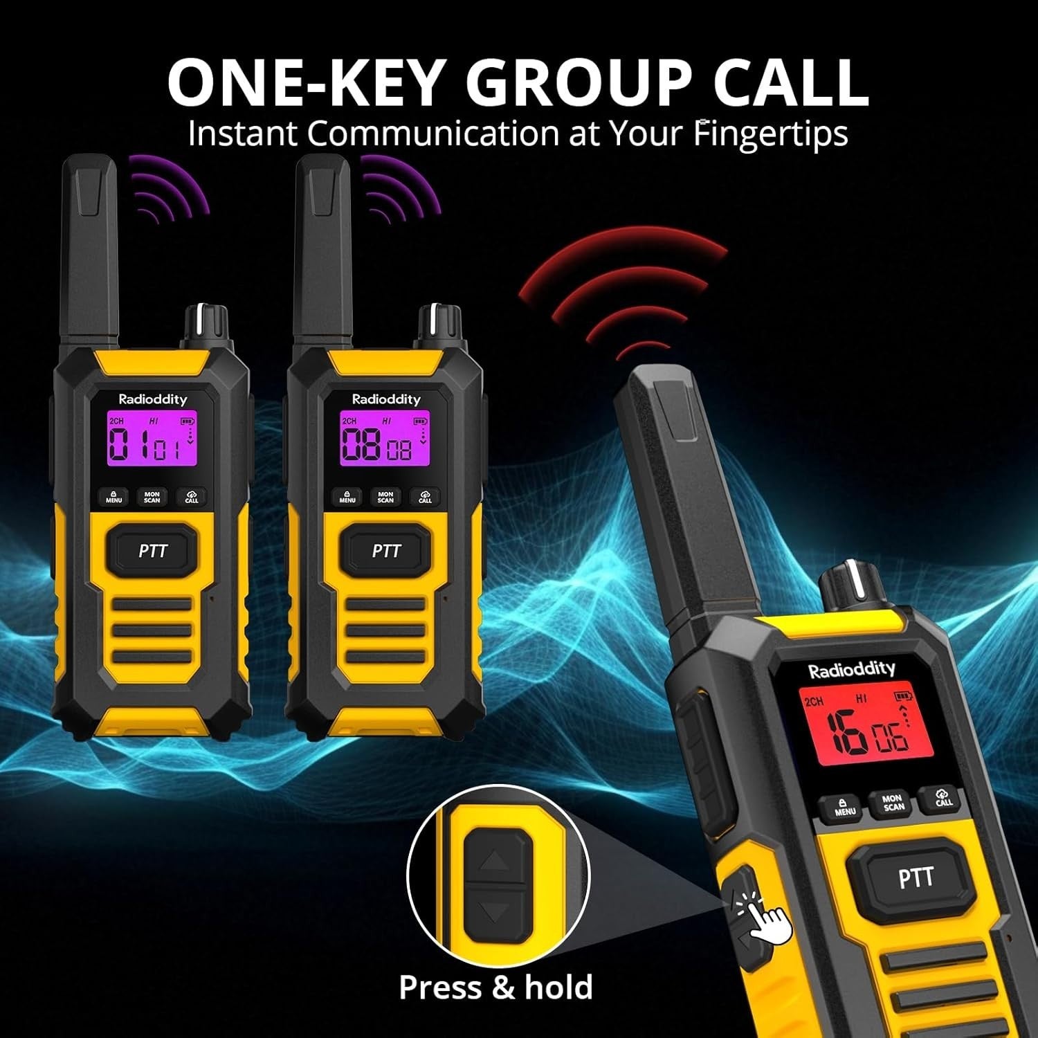 IP67 Waterproof Walkie Talkies 2 Pack 6KM Range Rugged Two Way Radio