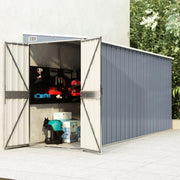 Wall-Mounted Outdoor Garden Shed Grey Galvanised Steel Lockable Storage