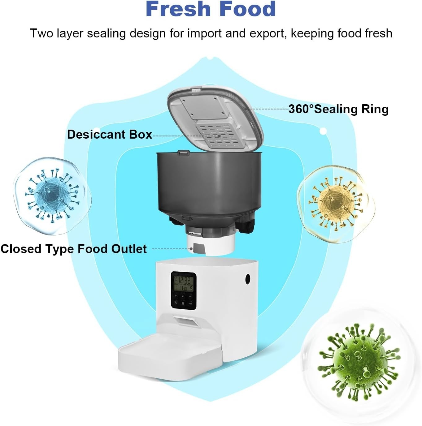 4L Automatic Pet Feeder Timed Food Dispenser 8 Meals Voice Recorder