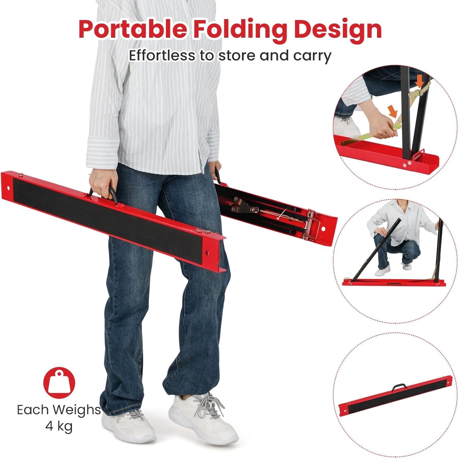 2x Folding Sawhorses Heavy Duty Metal Stands 375kg Non-Slip Portable Set