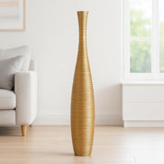 Gold Floor Vase 65cm Tall Wooden Decor for Pampas Grass