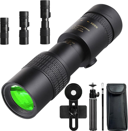 10-30X40 Black Monocular Telescope High Power with Phone Adapter