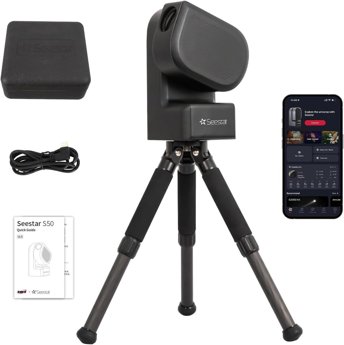 Black  Seestar S50 Smart Digital Telescope All-in-One Autofocus