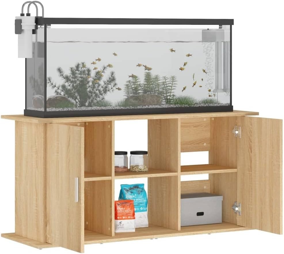 Spacious Fish Tank Stand with Shelves & Storage – Durable Sonoma Oak