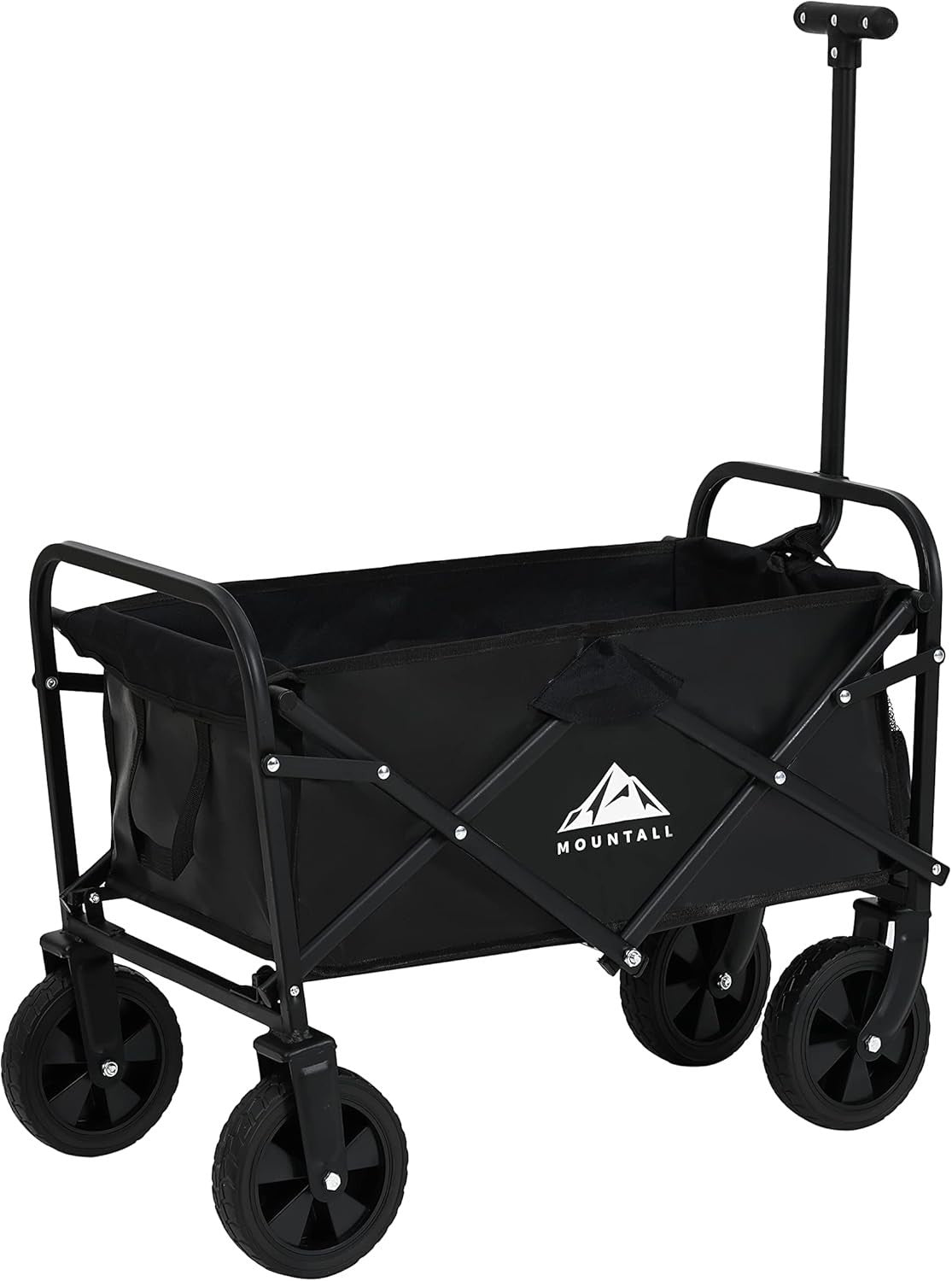 Black Mini Folding Garden Wagon 50L Lightweight Festival Camping Trolley 60kg