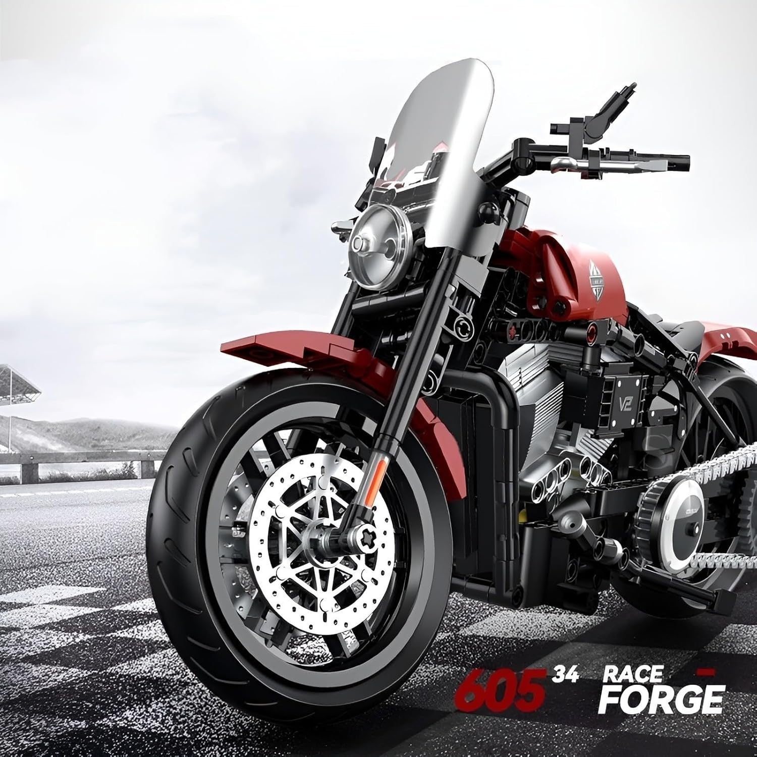 542-Piece Superbike Model Building Kit with Realistic Moving Parts