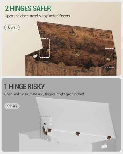 Rustic Brown Lift-Top Storage Bench with Shoe Organizer & Wooden Trunk