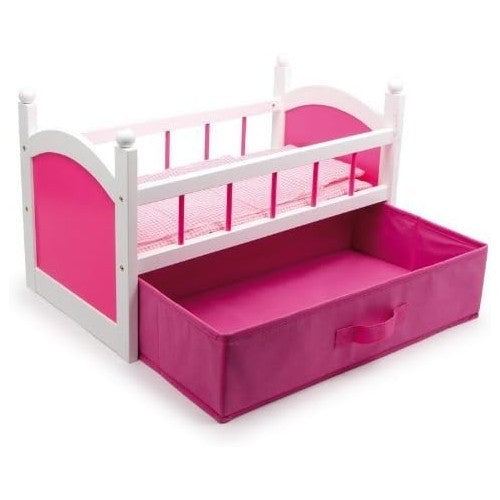 Wooden Doll Rocking Cradle Bed with Bedding Kids Toy Furniture Storage Pink