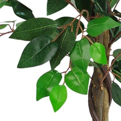 110cm Artificial Green Twist Ficus Tree with Wood Trunk Indoor Plant Pot Decor