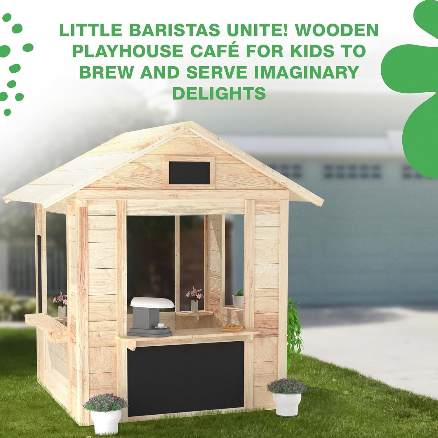 Wooden Kids Café Playhouse Market Stall Indoor Outdoor Shop