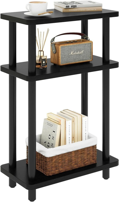 Slim 3-Tier Side Table with Storage Shelf, Space-Saving & No-Tool Assembly