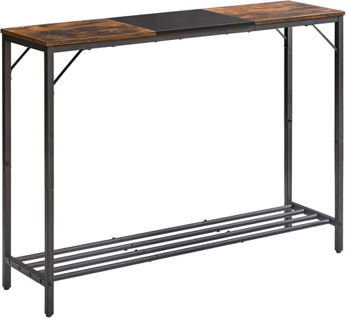 Industrial Narrow Console Table 107cm Sturdy Metal Frame Storage Shelf