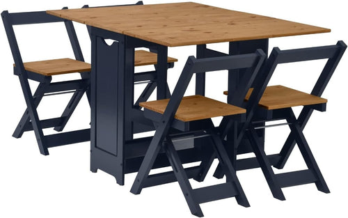 Drop Leaf Dining Table & 4 Chairs Extendable Space-Saving Kitchen Set