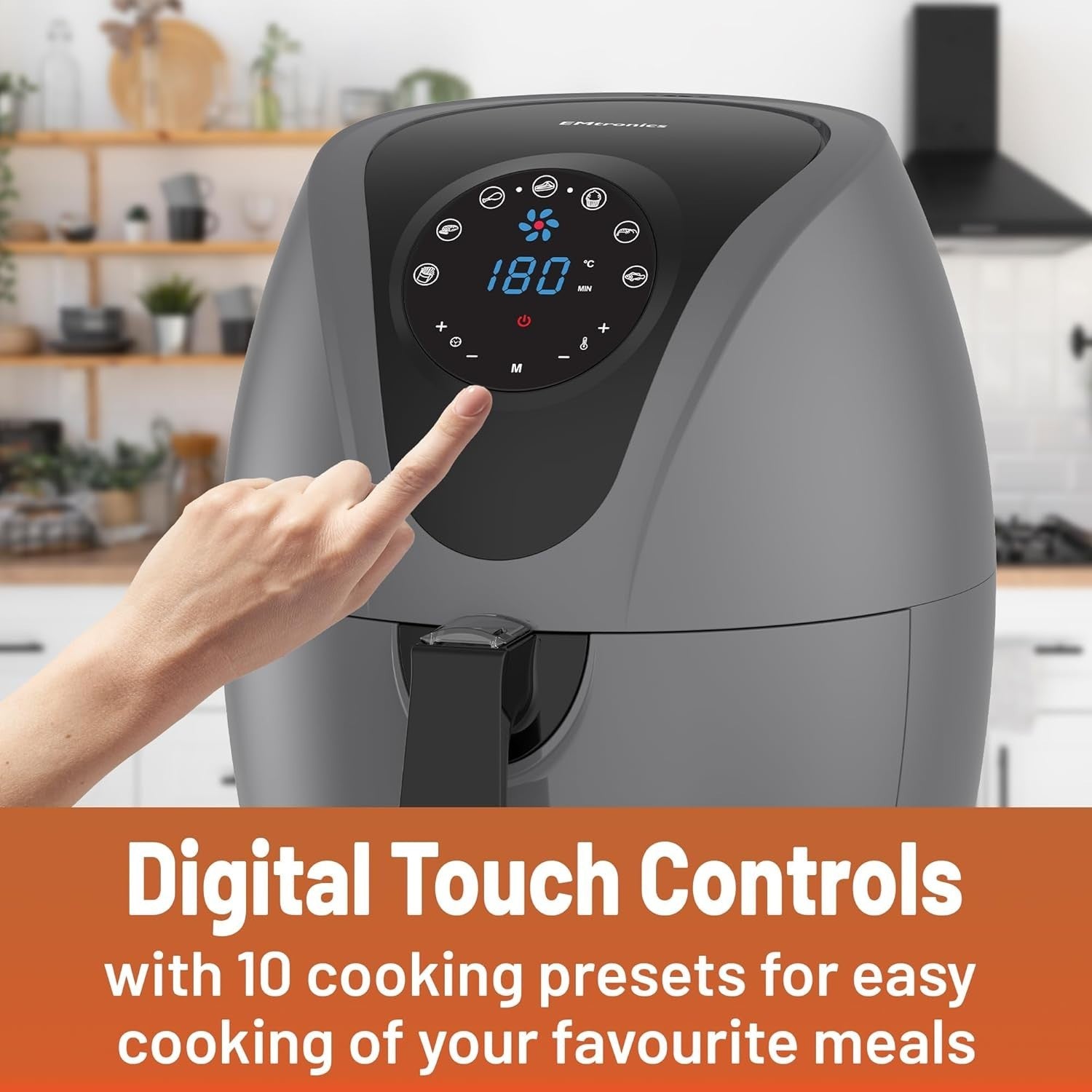 4.5L Digital Air Fryer | 1400W Oil-Free Cooking | 7 Presets |  Grey Finish