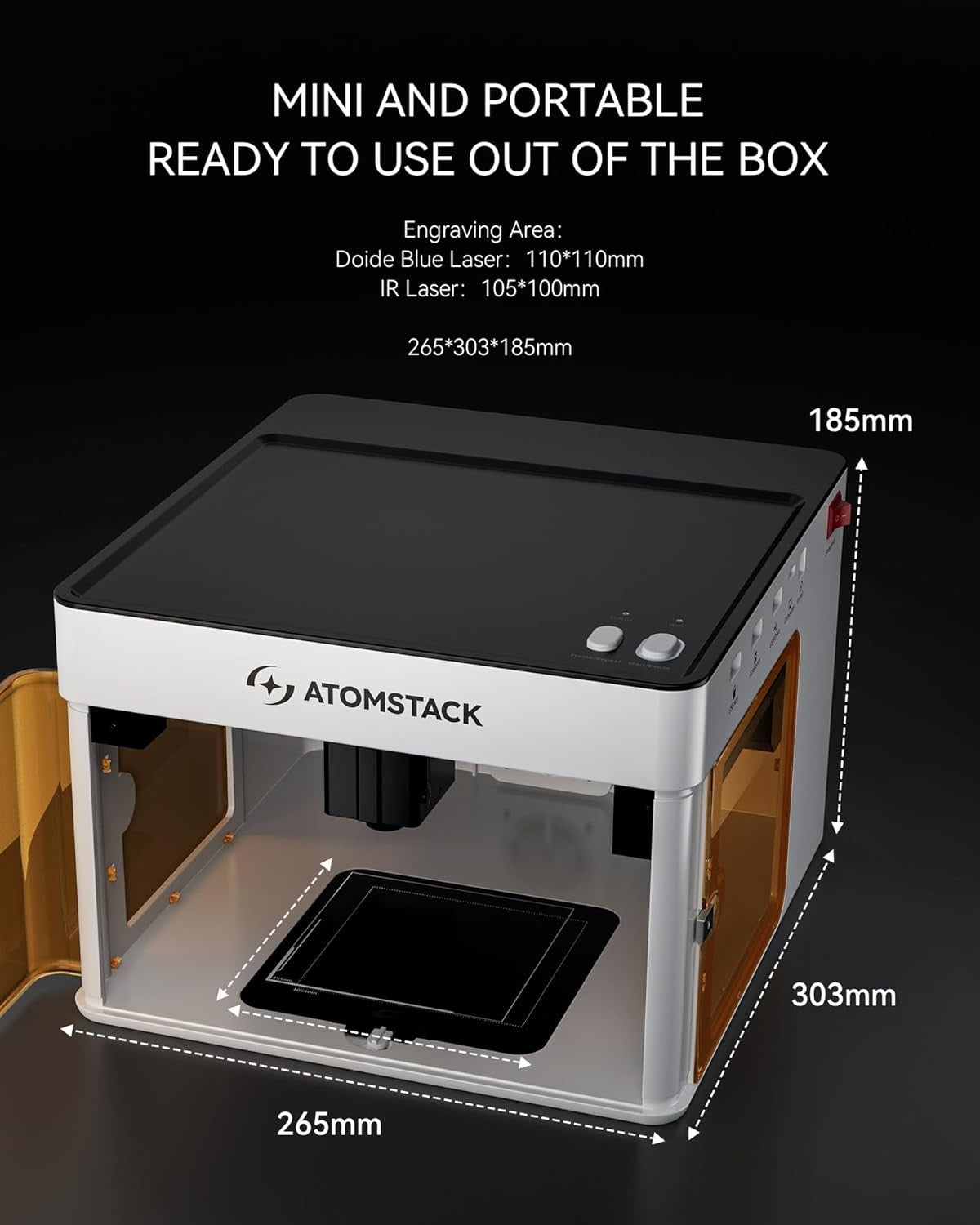 Dual Module Laser Engraver 5W + Infrared Mini Desktop Cutter 110x110mm