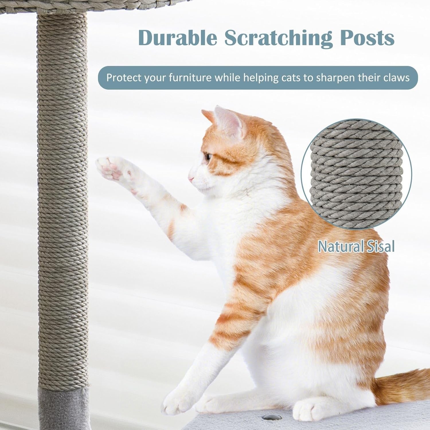 3 Tier Cat Tree Tower Grey Large Top Bed Condo Scratching Post Indoor Cats