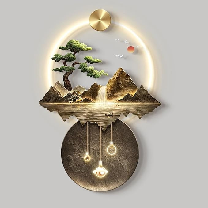 LED 3D Wall Art Mountain Landscape Hanging Decor Lighted Panel