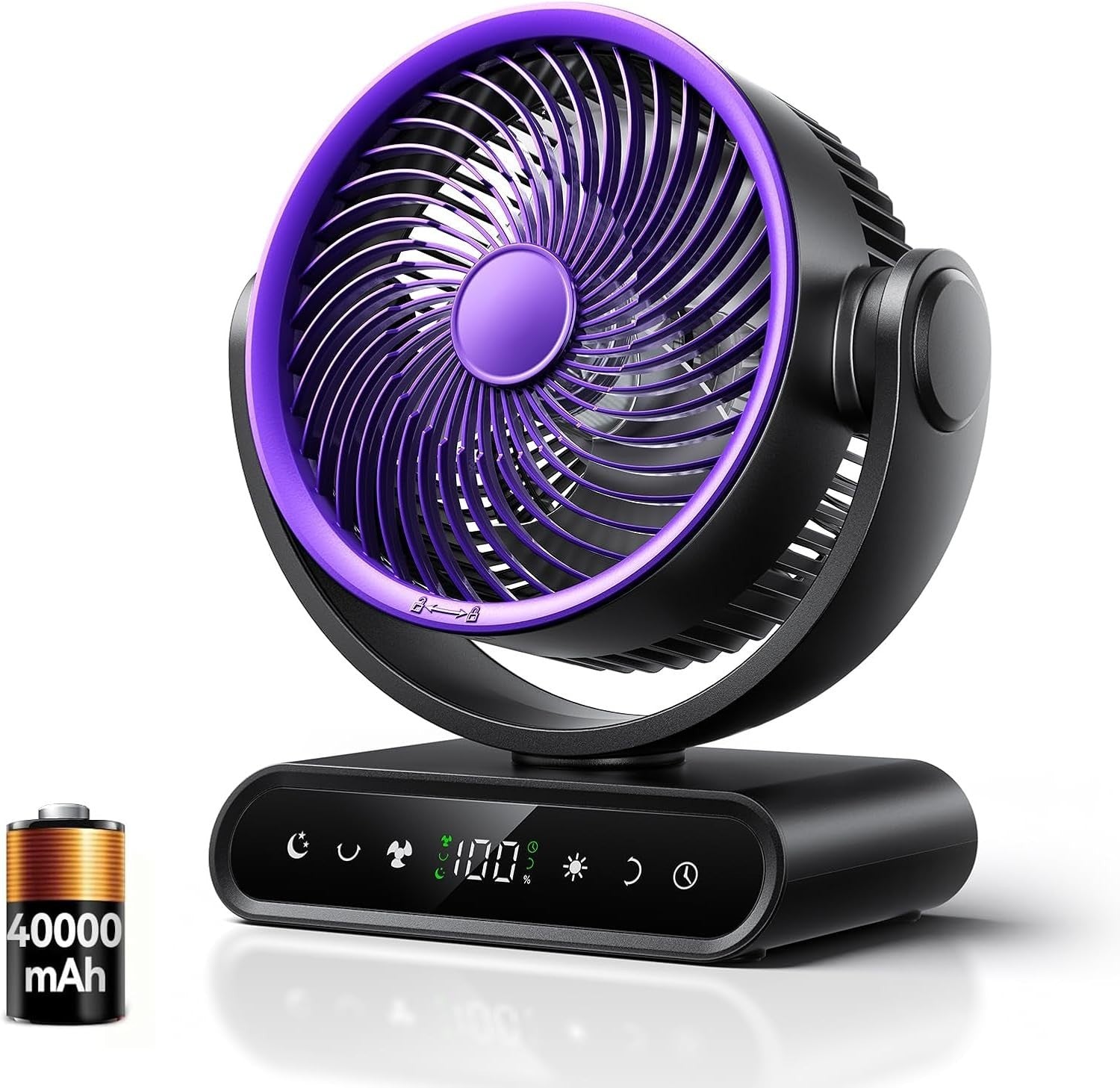 9" Rechargeable Air Circulator Fan – 40000mAh 5-Speed LED Display Khaki