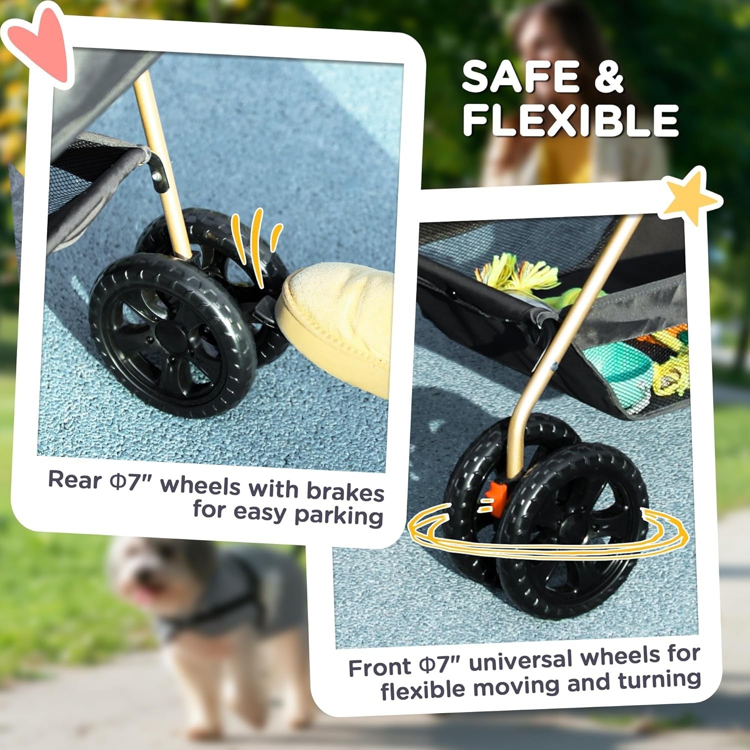 3 in 1 Pet Stroller Dog Cat Pushchair Detachable Carrier Foldable Travel
