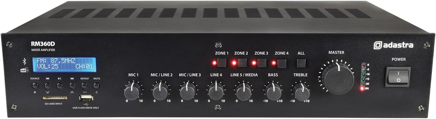 360W 100V Mixer Amplifier DAB+ Bluetooth USB SD PA System