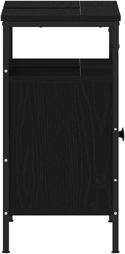 Black Oak Bathroom Sink Cabinet | 60x30x60cm Modern Storage Unit with Shelves
