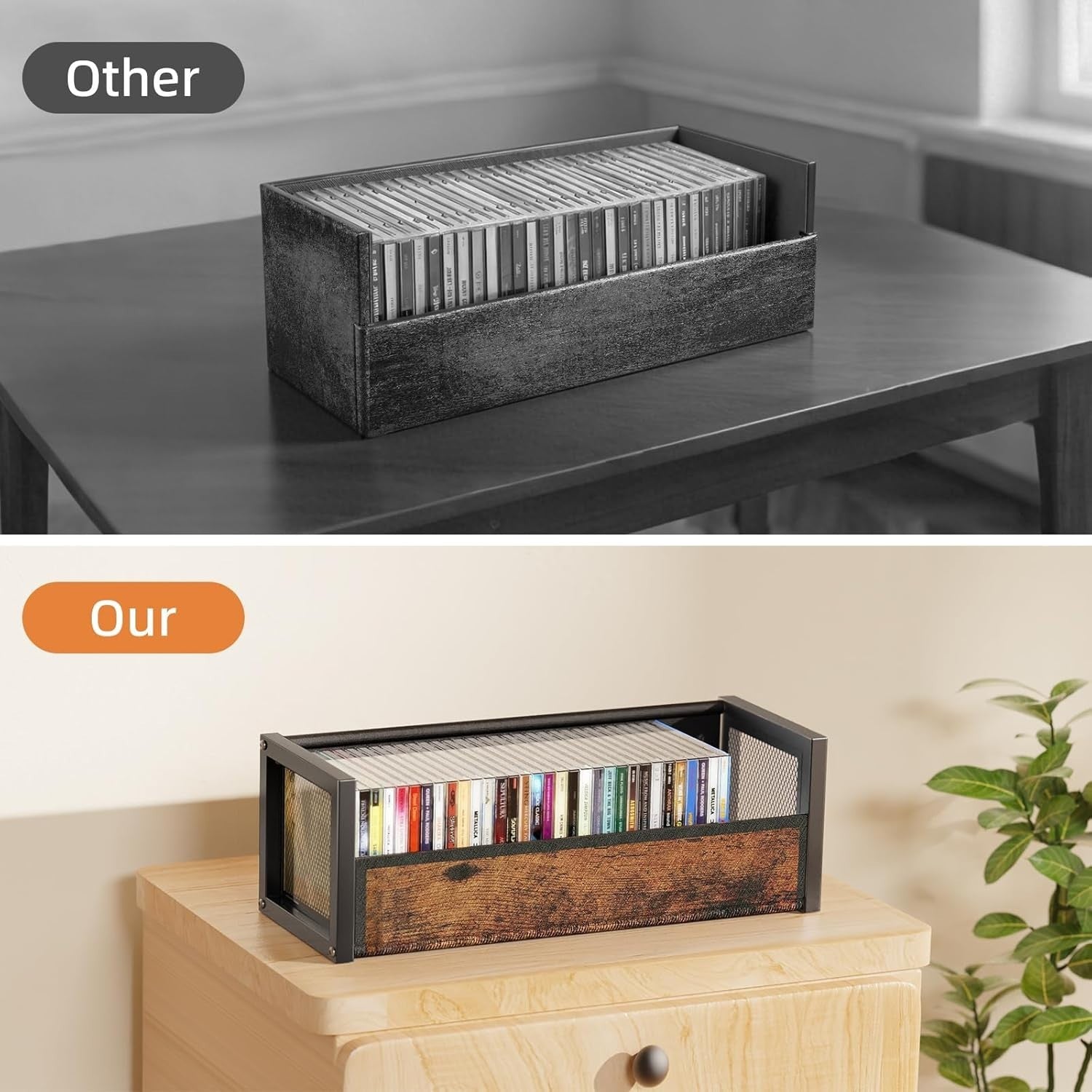 CD Storage Case Holder Rack Shelf Organizer Display Stand Holds 40 CDs Brown
