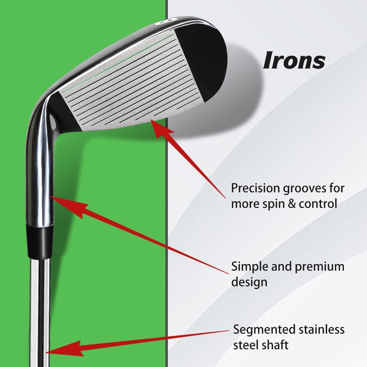 Mens Right Hand Golf Iron Set 5-PW Stiff Steel Shaft Precision Control