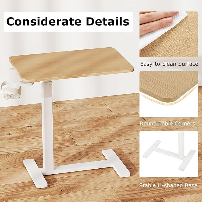 Height Adjustable Standing Desk Mobile Laptop Desk with Wheels Cup Holder