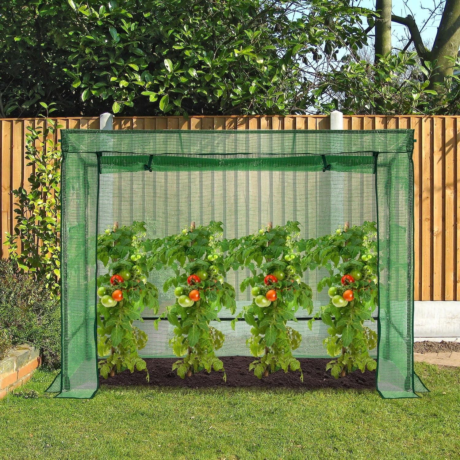 Walk-In Greenhouse 200x78x150cm Weatherproof PE Cover with Roll-Up Doors Windows