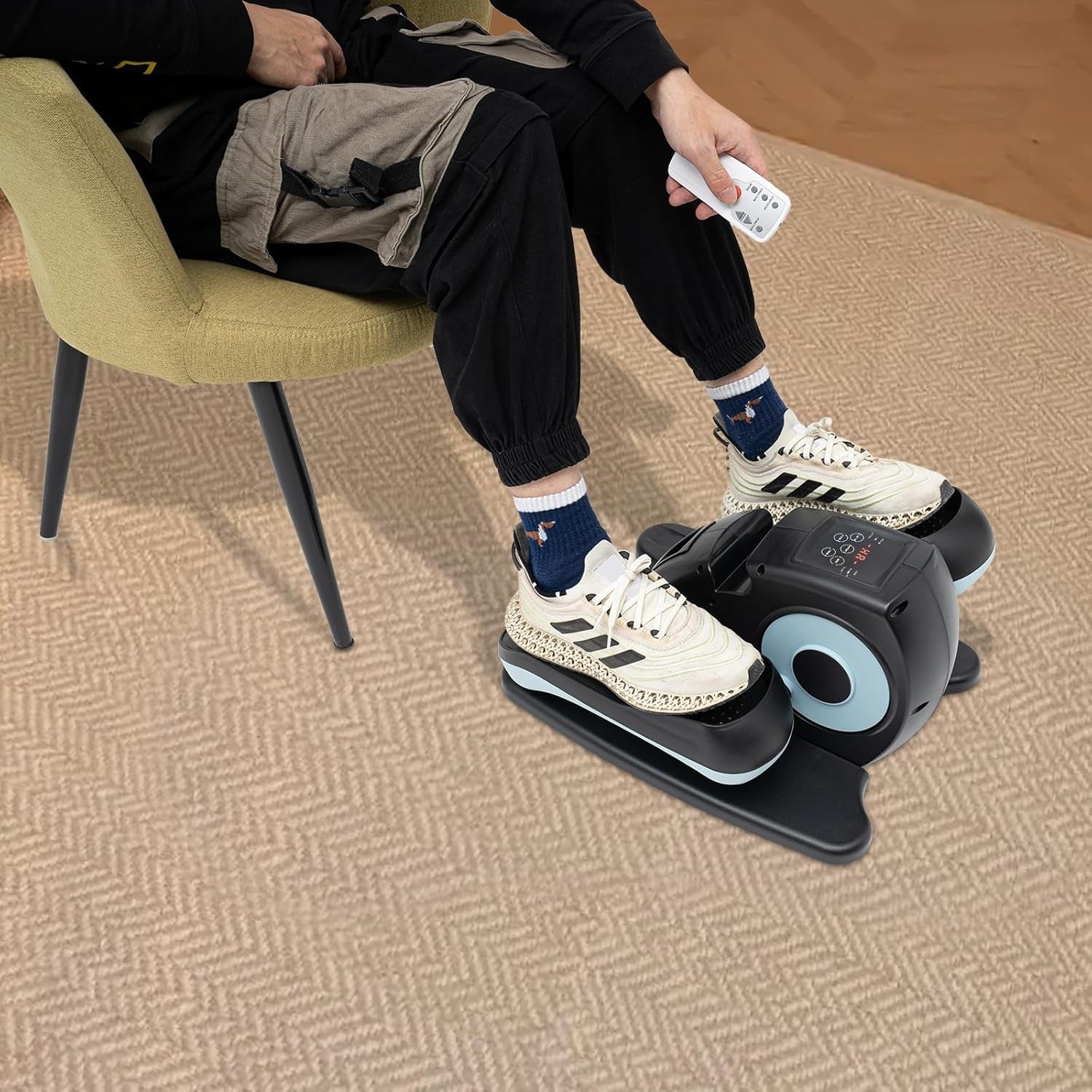 Under Desk Electric Elliptical Leg Exerciser Remote LCD 5 Speed