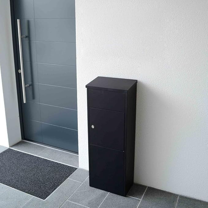 Lockable Parcel Mailbox Steel Post Box Secure Drop Slot Large Capacity