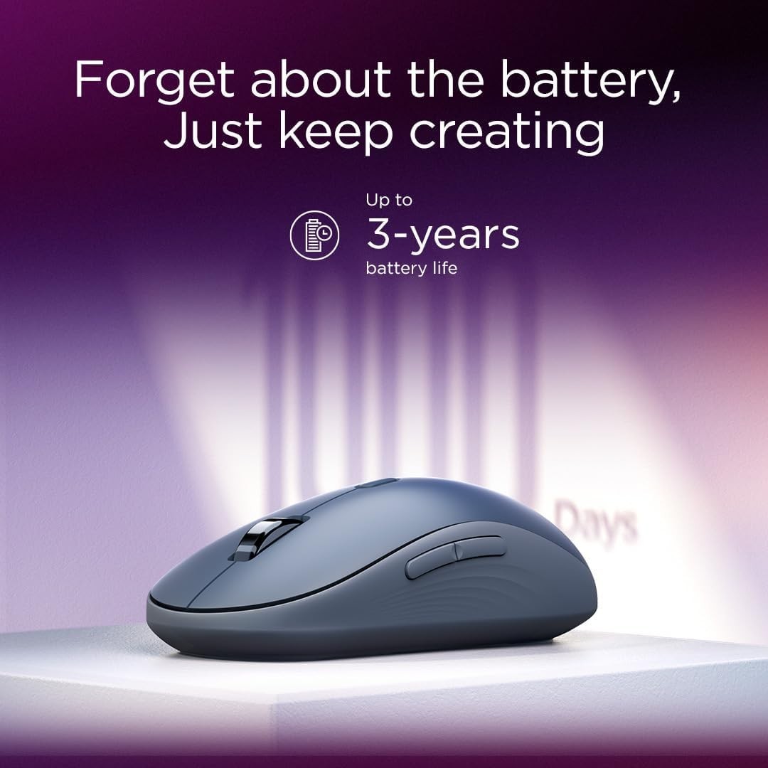Silent Bluetooth Mouse Multi-Device 6 Button Ergonomic Blue