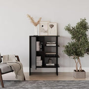 60cm Modern Wood & Steel Cabinet Shelf Unit – Storage Bookcase with Door