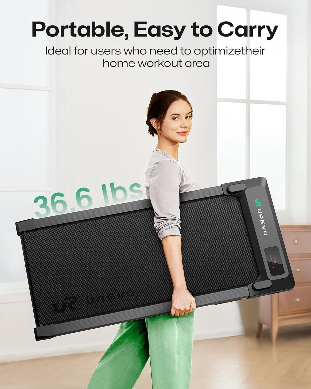 Compact 3-in-1 Under Desk Treadmill | Portable, Quiet, Shock Absorbing