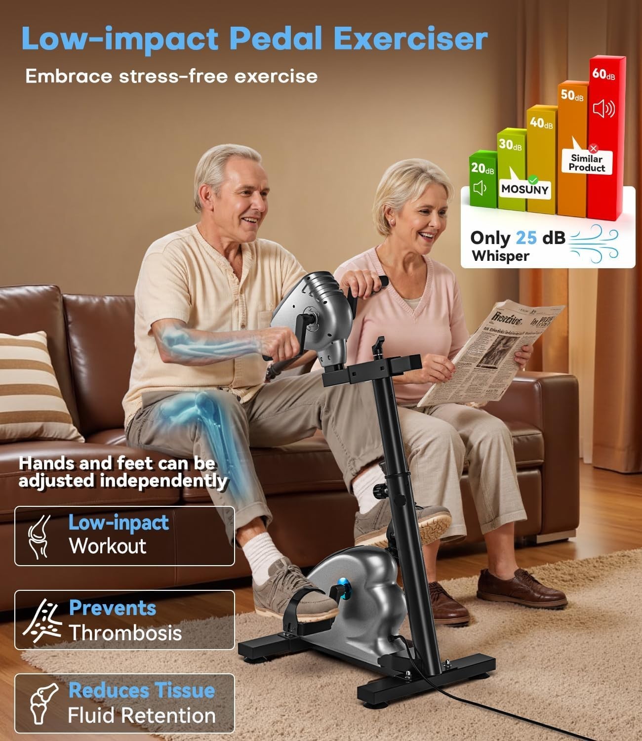 Electric Arm & Leg Pedal Exerciser w/ Dual Motors, 12 Speeds & 7 Resistance