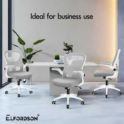Ergonomic Mesh Office Chair Flip-Up Arms Lumbar Support Mid-Back Desk Seat