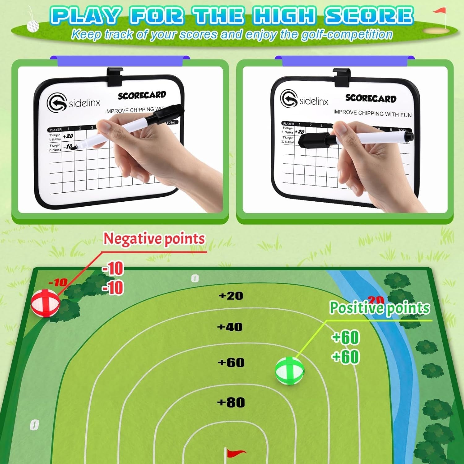 Kids Golf Practice Mat Set Indoor Outdoor Game w/ Clubs Balls Targets