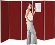 5 Panel Burgundy Room Divider 180×300cm – Folding Privacy Partition Screen