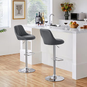 Adjustable Swivel Bar Stools with Backrest & Footrest – Dark Grey