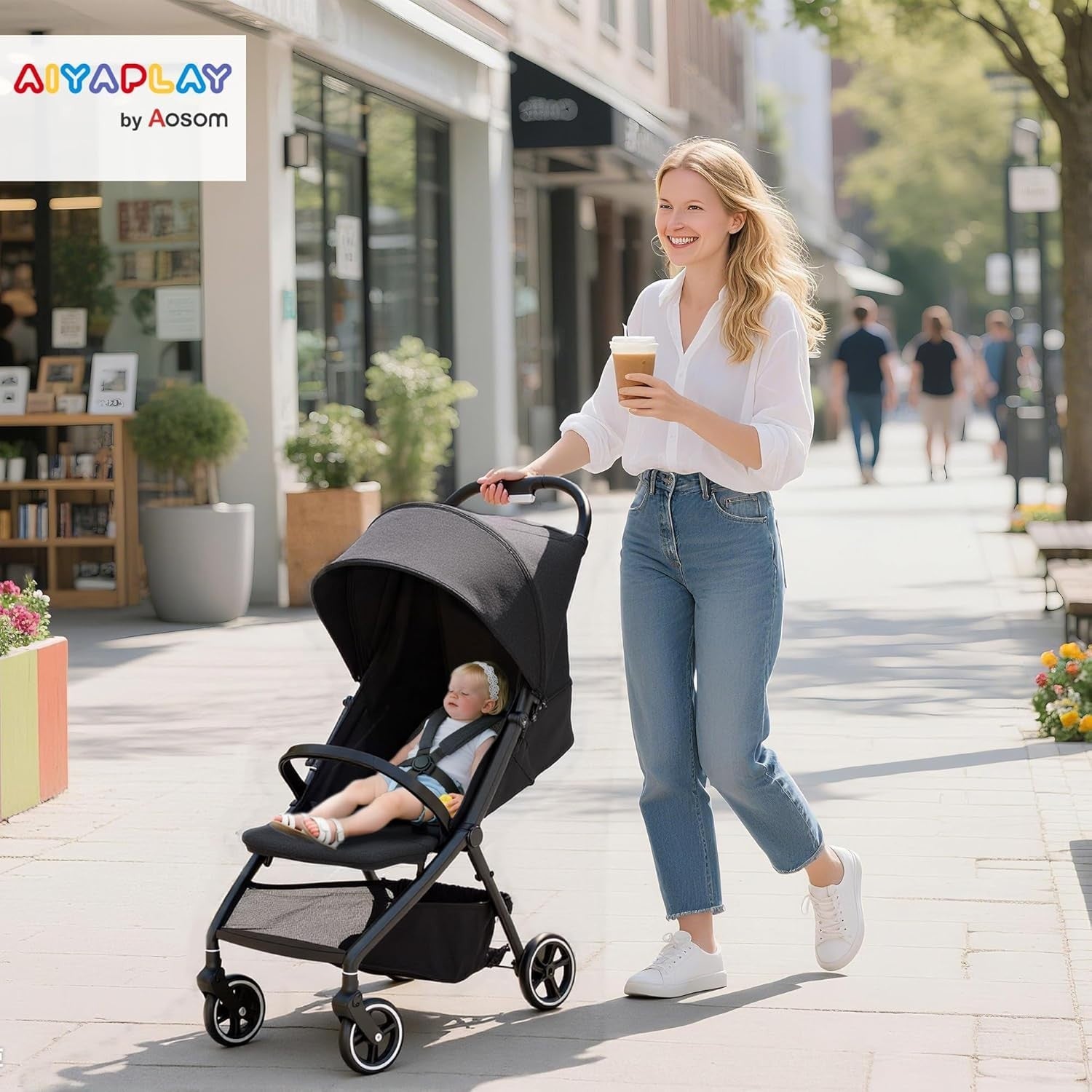 Compact Baby Pushchair One Hand Fold Lightweight Toddler Stroller from Birth
