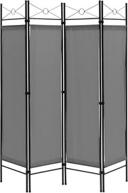 Grey 4 Panel Folding Room Divider – Freestanding Privacy Screen with Removable
