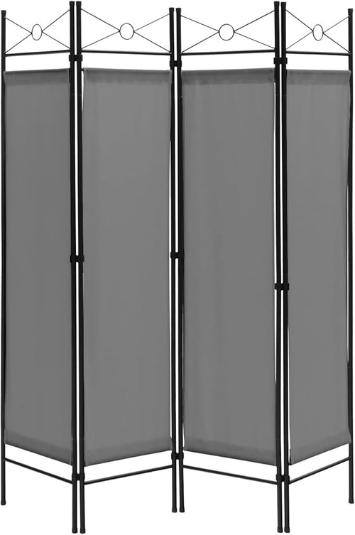 Grey 4 Panel Folding Room Divider – Freestanding Privacy Screen with Removable