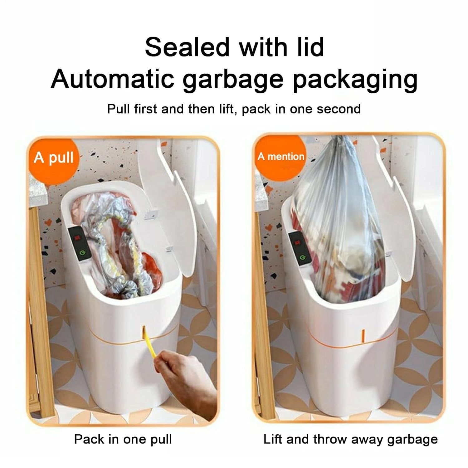 Automatic Touchless Bathroom Bin Slim Motion Sensor 13L White
