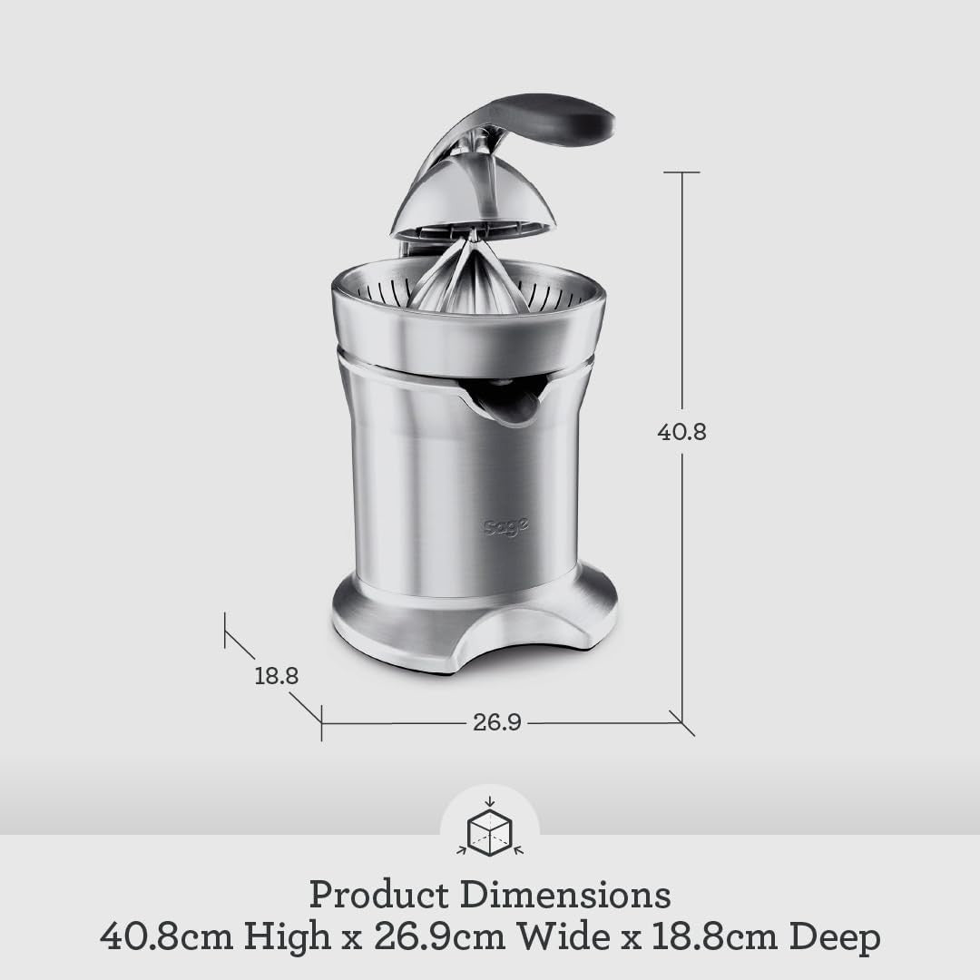 Quiet Electric Citrus Juicer Lever Press Drip Stop Stainless Steel