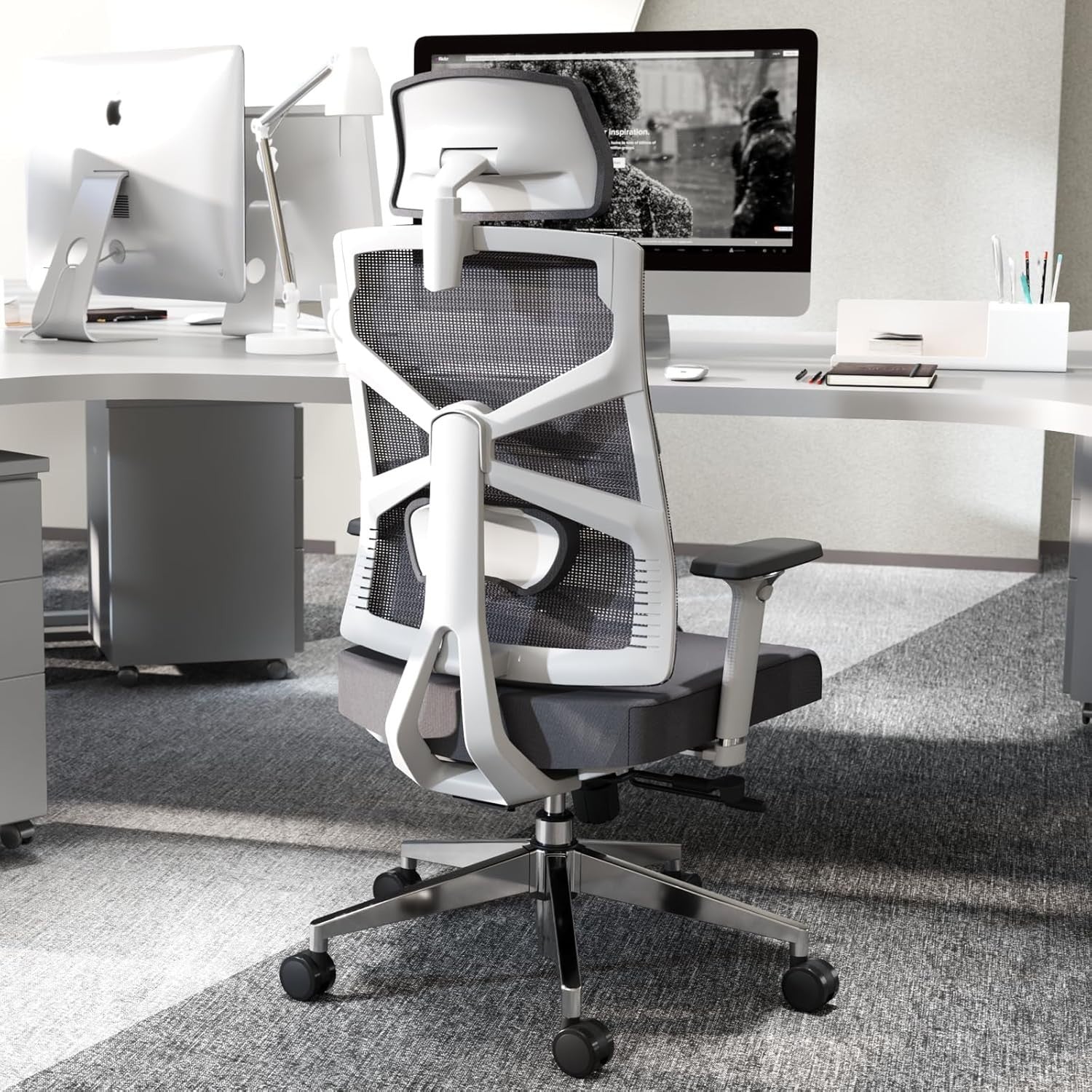 Ergonomic Office Chair Mesh Back Support 4D Armrest Adjustable Lumbar Seat