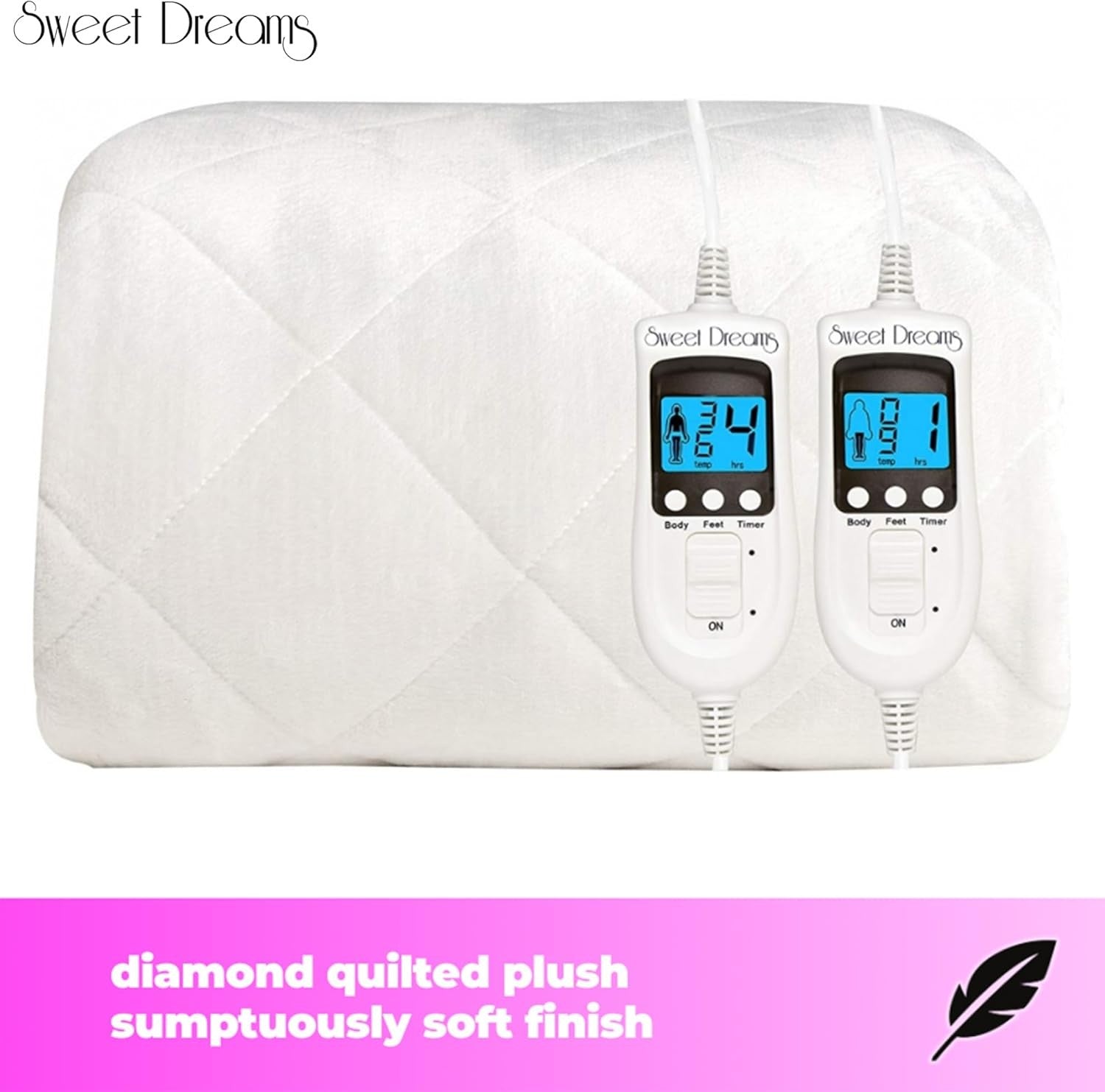 Electric Heated Mattress Cover King Size 203x152cm Dual Control Plush Fleece