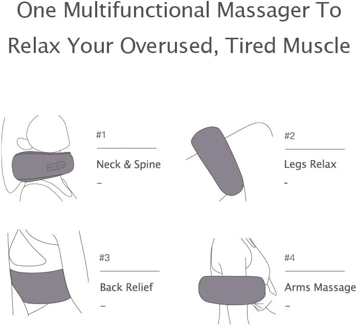 Heated Neck Massager Deep Tissue Cordless Shiatsu Pain Relief Pillow