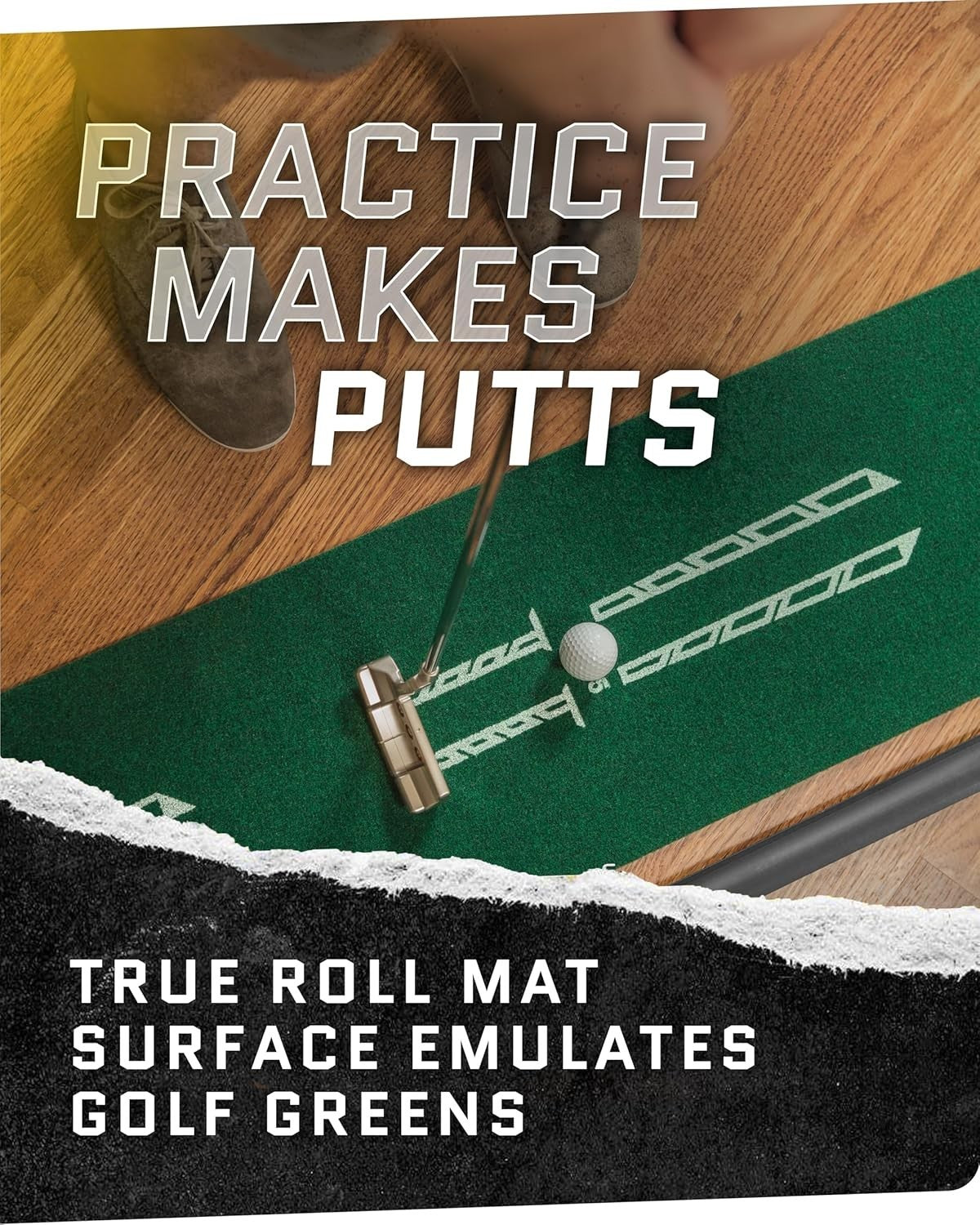 Indoor Golf Putting Mat 9ft Alignment Trainer w/ Ball Return Practice Green