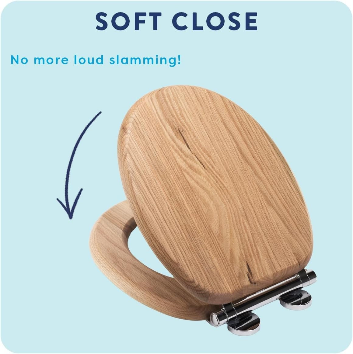 Solid Oak Toilet Seat Soft Close Quick Release Antibacterial Wooden