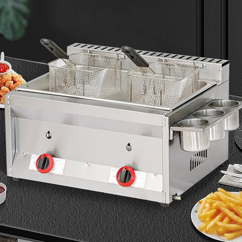 9L Commercial Gas Deep Fat Fryer Single Tank Stainless Temp Control